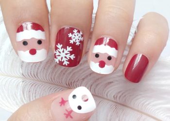 Manicuras con Diseño Navideño Simpáticas y Elegantes